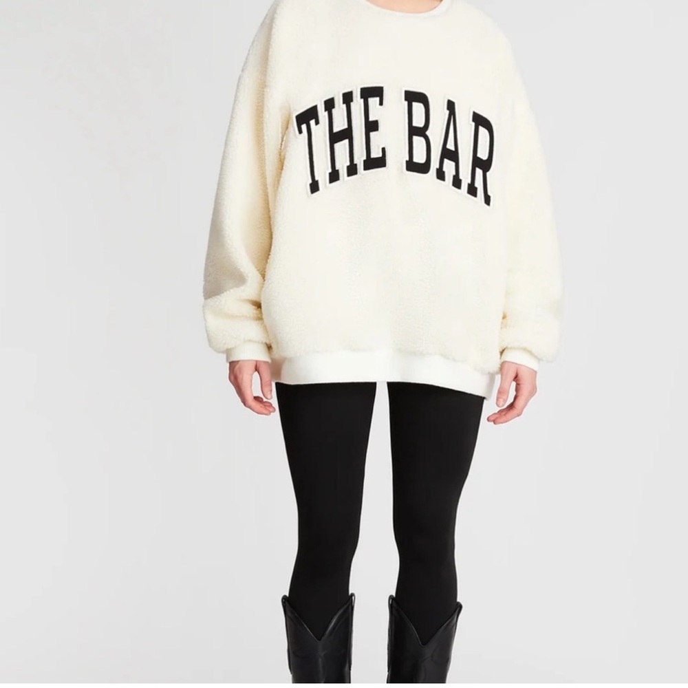 The Bar Gigi Sherpa Varsity sweatshirt like new 3x cream & black - Picture 4 of 8